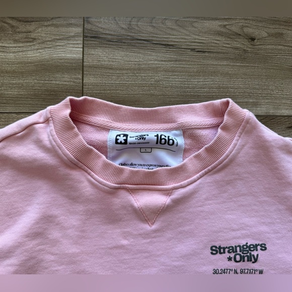 Strangers*Only SUP CLUB CREWNECK Pink 100% French Terry Cotton Sz L - Picture 3 of 13